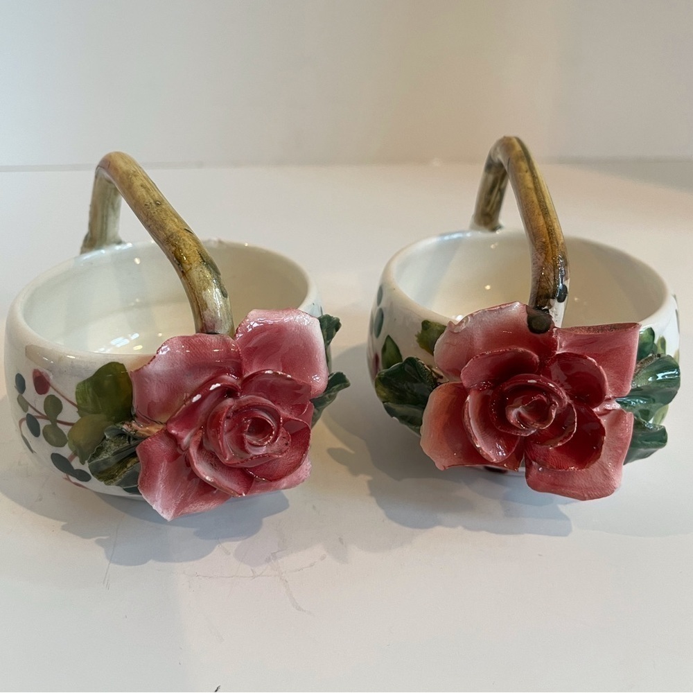 Pair of Hand-Painted Italian Trinket/Snack Dishes